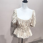 Antonio Melani Crop Peplum Blouse Women’s Large Angel Sateen Cottagecore Western Photo 5