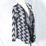 Faded Glory Chevron Streetwear Black Gray Open Cardigan Size Medium Classic Chic Glam Photo 1