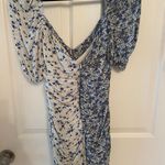 Stradivarius Draped Dress White And Blue Mini Photo 2