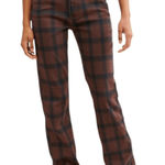 We Wore What Women's Navy and Brown Plaid Jeans Size 27 NWT Icon Jeans Plaid Photo 0
