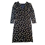 Handmade Black Velvet Floral Midi Dress – Long Sleeve Womens M Size M Photo 6