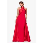 Betsy and Adam BETSY ADAM Dina Scuba Crepe Twist Halter Neck Floor Length Gown in Red Size US 2 Photo 10