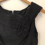 Adrianna Papell Solid Black 3D Floral Flower Appliqué Knee Length Sheath Dress 6 Photo 4