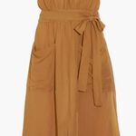 Madewell Womens Size 00 Linen Blend Dolman Sleeve Tie Waist Midi Dress Toffee Photo 1