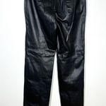 Camila Coelho NEW  Sz M Cora Leather Straight Leg Pants Split Hem Black Photo 4