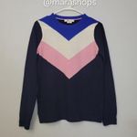 Boden Navy Chevron Cashmere Crew Neck Jumper Sweater Pink Photo 2