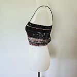 Vintage 90s Sequin Stripe Stretch Club Whimsigoth Festival Crop Top Size 9/10 Pink Photo 2