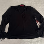 Love Scarlett Black Tie Neck Long Sleeve‎ Blouse Photo 0