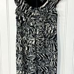 Adrianna Papell  Dress Women Size 14 B&W Mini Abstract Pleated Ruffled Layer Photo 0