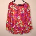 Sara Michelle Women’s 70s Boho Retro Floral Print Multicolor Flare Sleeve Blouse Orange Size XL Photo 0