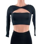 NWT SER.O.YA Ellis Black Twist Front Cut Out Long Sleeve Crop Top Size XS Photo 2