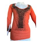 Moda International Womens Small Orange Lightweight Beaded sweater size medium​ Photo 8