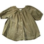 Loft  women's size large military green button down blouse Photo 0