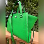 Michael Kors Freya Green Pebbled Leather Satchel Tote Crossbody Bag NWT Photo 3