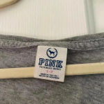 PINK - Victoria's Secret PINK Long Sleeved Boat neck Gray‎ Top Size S Photo 2