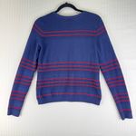 Maison Jules Crewneck Pullover Sweater Women’s Size Medium Blue Red Striped Photo 4
