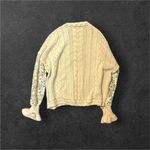 Boutique Womens White Floral Lace Cotton Crochet Knit Ruffle Mock Neck Sweater sz XL Chic Photo 2