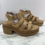 ASOS  DESIGN Highway Chunky Mid Heeled Sandals‎ Beige US 9 Photo 2