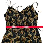 ASTR ‎ Chain Reaction M Equestrian Black Gold Faux Wrap Mini Dress Strappy V Neck Photo 11