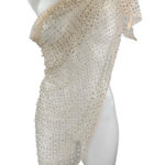 Beach Bunny  Beige Pearl Beaded Rhinestone Sheer Mesh Tie Beach Cover Up One Size Photo 0