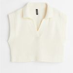 H&M Cream Knit Sweater Vest with Collar Photo 0