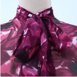 Elie Tahari Abstract Floral Sheer Blouse Top Womens Feminine Bow Artsy Size XS Photo 6