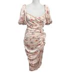 ASTR The Label Emma Dress Floral Puff Sleeve Ruched Women’s Medium Blush Photo 1