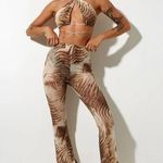 Motel  sheer cover up Brown and Black Animal Print Flare Pants Photo 0