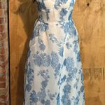 Sleeveless Chiffon Blue Floral Print Cocktail Party Corset Dress Sz M White Size M Photo 0