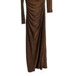 Significant Other Liliana Brown Bronze Metallic Long Sleeve Draped Column Gown 2 Photo 10