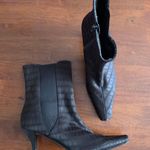 Andrew Geller Womens Boots Mid Calf Heels Dark Brown Textile Zip Slip On Size 9M Photo 0