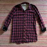 Mystree  RED & BLACK BUFFALO CHECK VELVET PAISLEY INSERT FLANNEL BUTTON DOWN Photo 0