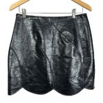 Hollister Social Tourist Scalloped Hem Ultra High Rise Skirt Black Faux Leather Size 8 NWT Photo 1