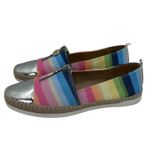 Anne Klein  iflex Shoes Womens 7.5 M Akzetta Colorful‎ Fabric Silver Toe Cap Zip Photo 2