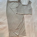 SheIn Black and White Striped Skirt Set Size M Photo 0