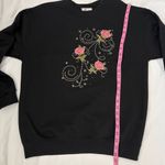 Ruffles by Angelica Vintage Crewneck Sweatshirt Pullover Sweater Rhinestone Rose Black Size M Photo 4