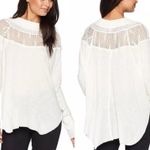 Free People  Spring Valley Lace Trim Ivory Knit Top Oversized Size XS Photo 1