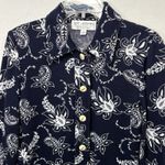 St John Collection Marie Gray Woman Navy Blue & White Floral Tapestry Cardigan 6 Photo 1