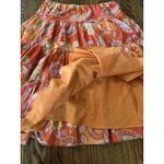 CHAPS Orange Paisley Tiered Boho Gypsy Peasant 100% Cotton Skirt Lined Size S Photo 4
