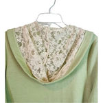 LOGO By Lori Goldstein LOGO Lounge French Terry Cardigan Waffle Knit Crochet Hoodie Women Size Medium Photo 5