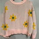 POL PINK MOJITO V-NECK BERBER FLORAL PATTERN CHENILLE SWEATER Photo 2