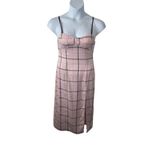 Urban Outfitters  Cher Pink Plaid Maxi Slip Dress Black Lace Size Medium Photo 6