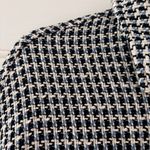 ZARA  Shacket Oversized Jacket Houndstooth Tweed Blue Fringe‎ Size Small Blazer Photo 7