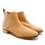 Toms Ella Chelsea Boots Skip On Booties in Honey Leather Faux Shearling Size 9.5 Photo 6