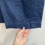 Loft women's navy blue seamed cotton linen wide leg casual high waisted pants 2 Photo 3