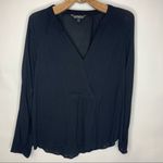 EXPRESS  Black Long Sleeve Babydoll Blouse Rayon Top Sz Small Photo 0