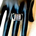 MICHAEL DAWKINS Sterling Silver Starry Night Oxidized Caviar Accented Ring Sz 7 Black Photo 3