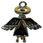 Angel with Wings and Halo Pin Brooch Pendant Silver and Gold Tone Metal Photo 0