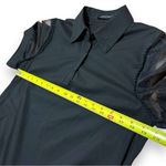 S•Deer Black Gothic Classic Solid Mesh Sleeve Mini Shirt Dress Photo 8