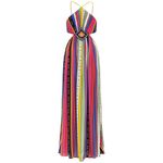 Carolina K Callie Maxi Dress Multicolor Crochet Halter Cutout Size Small Red Photo 10